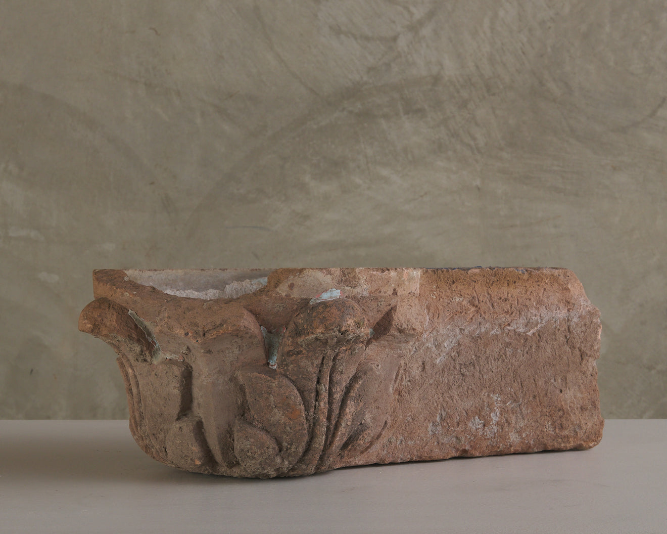 STONE CARVED ACANTHUS LEAF HOLY WATER BASIN(S)